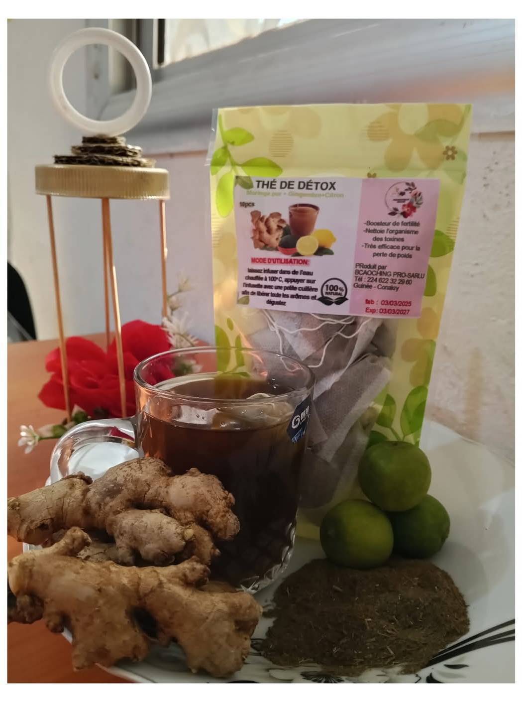 THÉ DÉTOX( moringa pur+ gingembre+ citron)