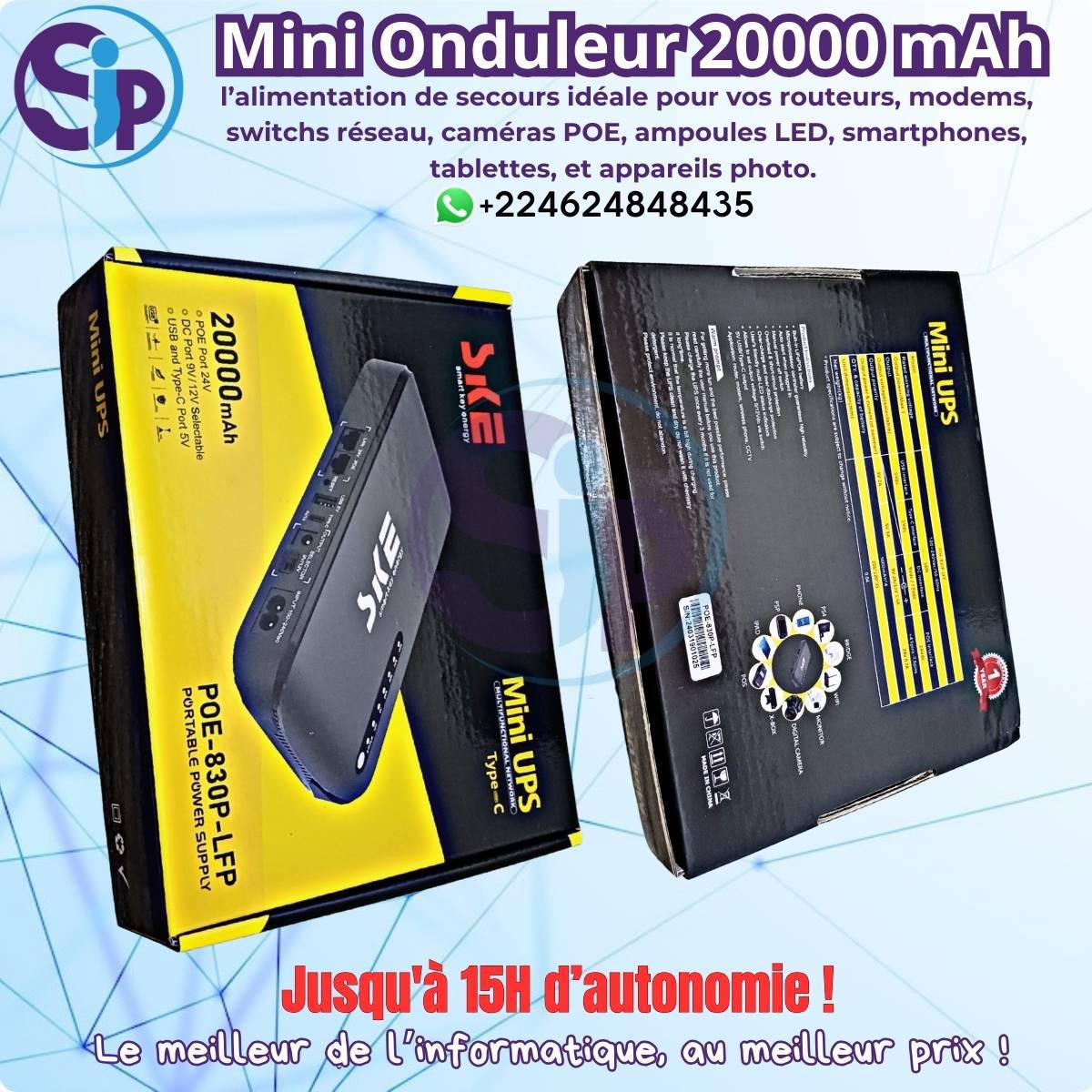 Mini Onduleur POE 20 000 mAh – Alimentation de secours