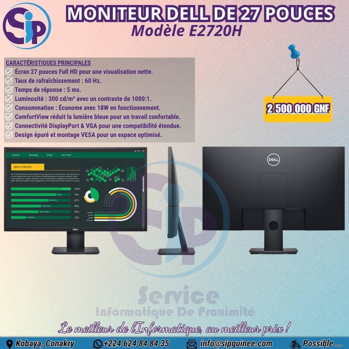 💻 Moniteur Dell E2720H – 27