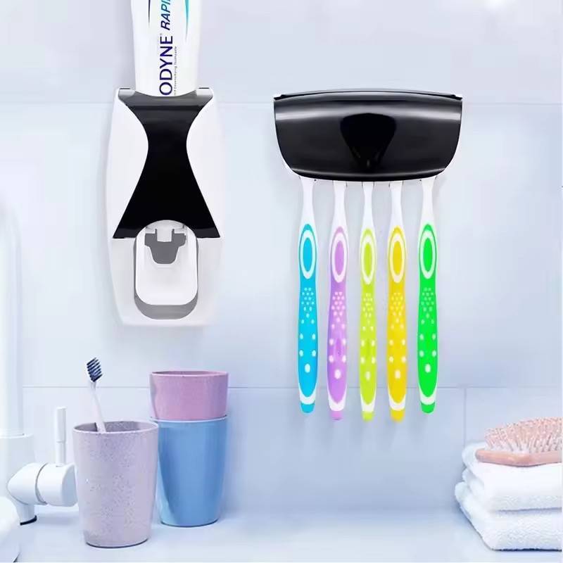 Distributeur automatique de dentifrice + Porte-brosses – Hygiène et organisation au top !